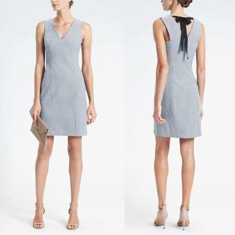 Nwot Banana Republic Check Tie Back Dress